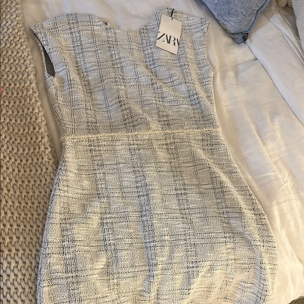 Zara Women's Cream Tweed Mini Dress